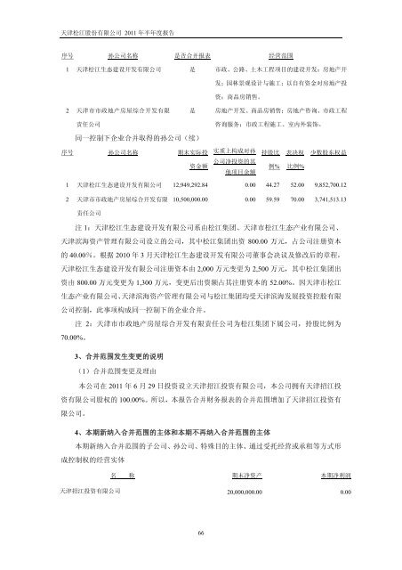 天津松江股份有限公司2011 年半年度报告 - 北方网