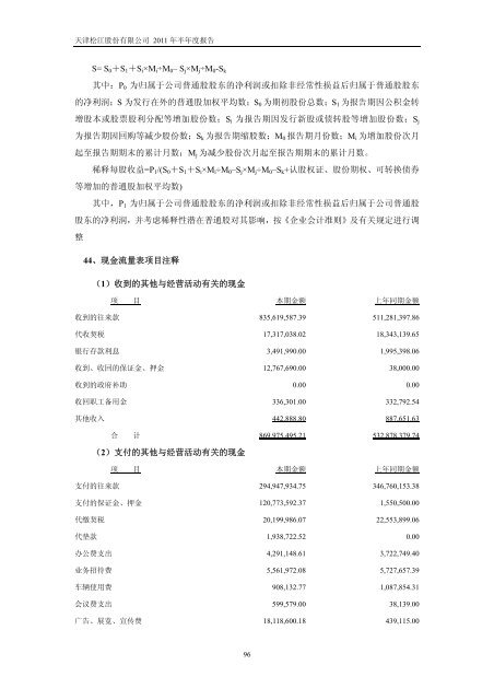 天津松江股份有限公司2011 年半年度报告 - 北方网