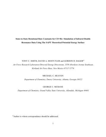 1 State-to-State Rotational Rate Constants for CO+He: Simulation of ...