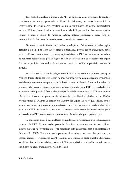 Produtividade Total dos Fatores e AcumulaÃ§Ã£o de Capital no Brasil ...