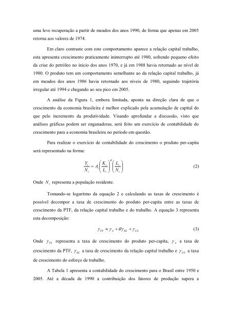 Produtividade Total dos Fatores e AcumulaÃ§Ã£o de Capital no Brasil ...