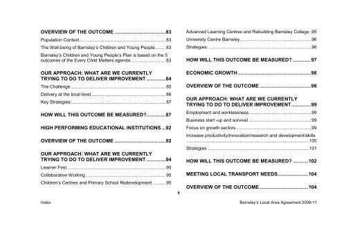 BMBC 21: Barnsleys Local Area Agreement 2008-2011