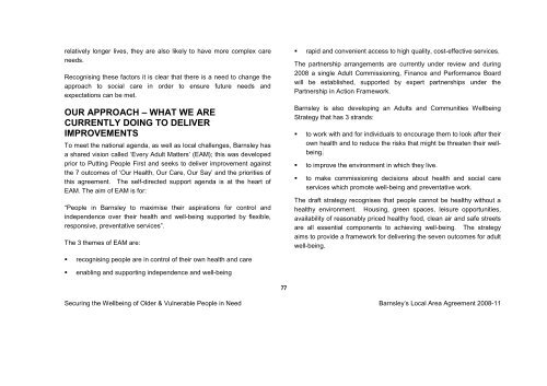 BMBC 21: Barnsleys Local Area Agreement 2008-2011