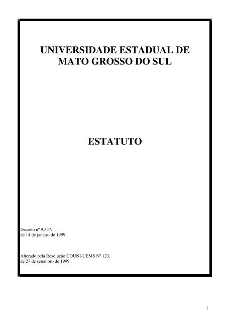 Estatuto - Universidade Estadual de Mato Grosso do Sul