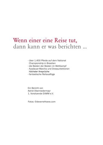 Wenn einer eine Reise tut, dann kann er was berichten … - EAMM
