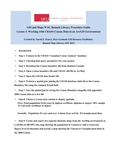 Lesson 3: Working with CHASS census data in an ... - SFU Library