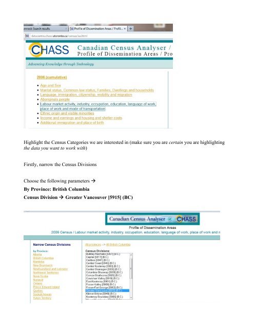 Lesson 3: Working with CHASS census data in an ... - SFU Library