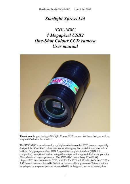 SXV-M8C handbook.pdf - Starlight Xpress