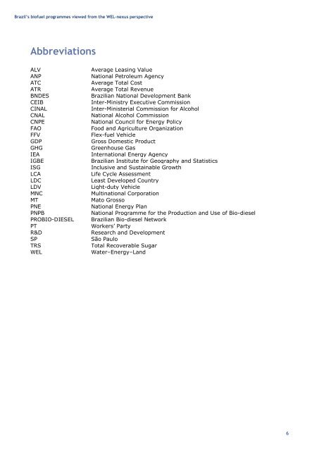 Brazilian Biofuels Programmes from the WEL Nexus Perspective