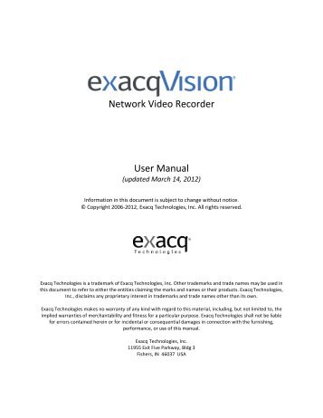 exacqVision Pro User Manual - Exacq Technologies