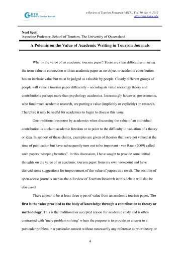 A Polemic on the Value of Academic Writing in Tourism Journals