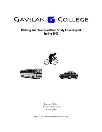 Parking And Transportation Study Final Report ... - Gavilan College