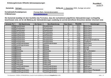 Erhebungsformular Offizielle Adressanpassungen ... - Eptingen