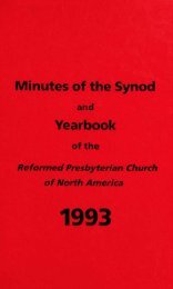 Reformed Presbyterian Minutes of Synod 1993