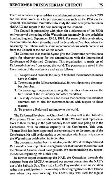 Reformed Presbyterian Minutes of Synod 1993