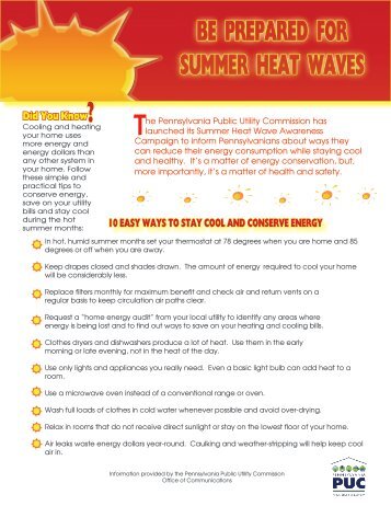 Summer Heat Wave - Pennsylvania Public Utility Commission