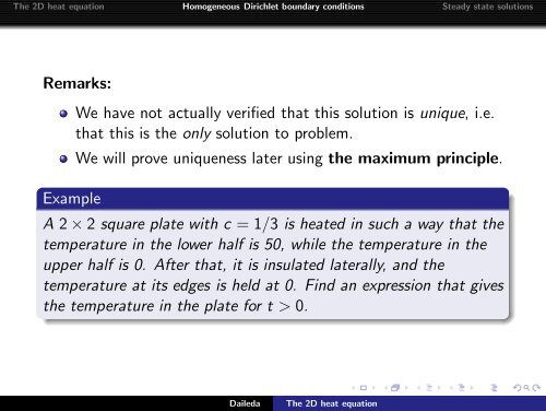 The two dimensional heat equation - Trinity University