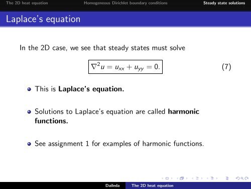 The two dimensional heat equation - Trinity University