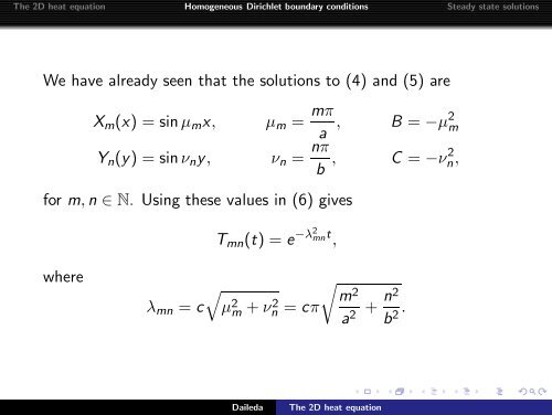 The two dimensional heat equation - Trinity University