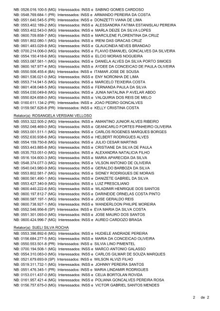 Pauta de julgamento nÂº 644 a 649