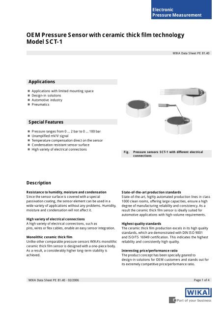 OEM Pressure Sensor with ceramic thick film ... - BKW Instruments