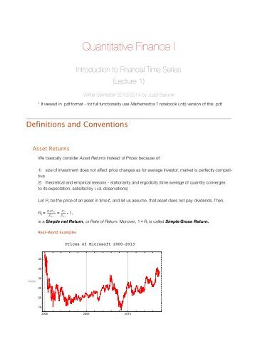 Quantitative Finance I