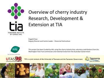 Overview of cherry industry Research, Development & Extension at ...