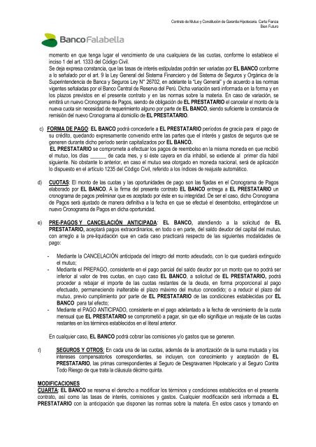 Contrato Hipotecario Carta Fianza - Banco Falabella