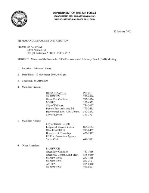Headquarters 88th air base wing (afmc) WrightPatterson Air Force