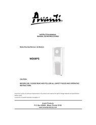 Model WD99PS - Water Dispenser with Electronic ... - Avanti Products