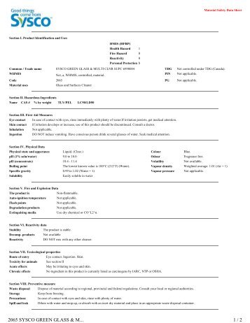 2065 SYSCO GREEN GLASS & M... 1 / 2 - Sysco Canada