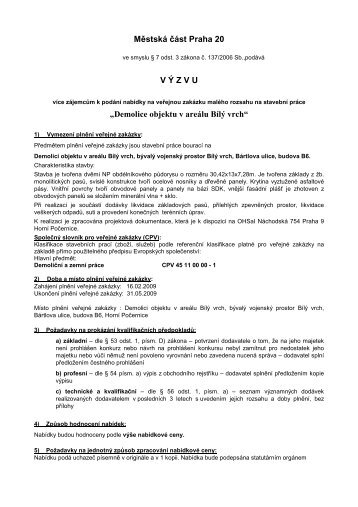 Výzva k vydání Bílý vrch - Horní Počernice