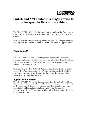 Switch and NAT router in a single device - Phoenix Contact