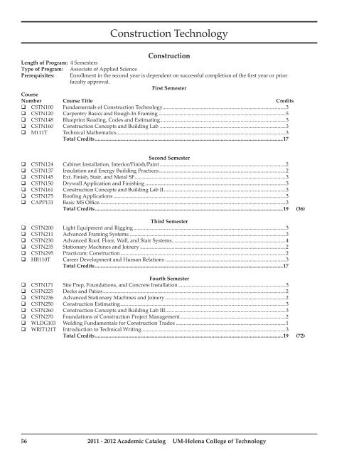 2011 - 2012 Student Calendar - Helena College of Technology