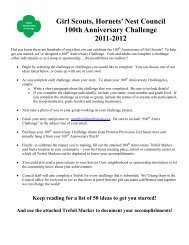 100th Anniversary Challenge - the Girl Scouts, Hornets' Nest Council.