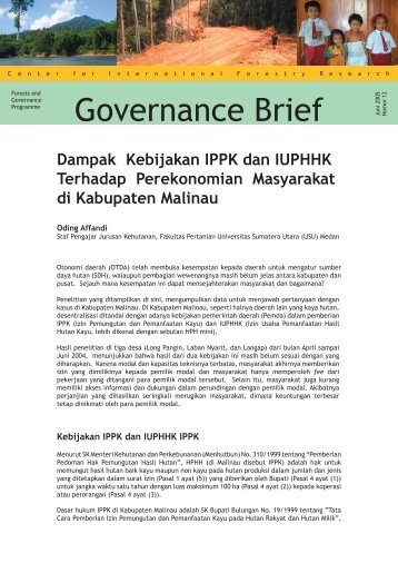 Dampak kebijakan IPPK dan IUPHHK terhadap perekonomian ...