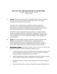 BYLAWS OF THE DEPARTMENT OF HISTORY