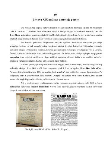 10. Lietuva XIX amžiaus antrojoje pusėje - Vilniaus lietuvių namai