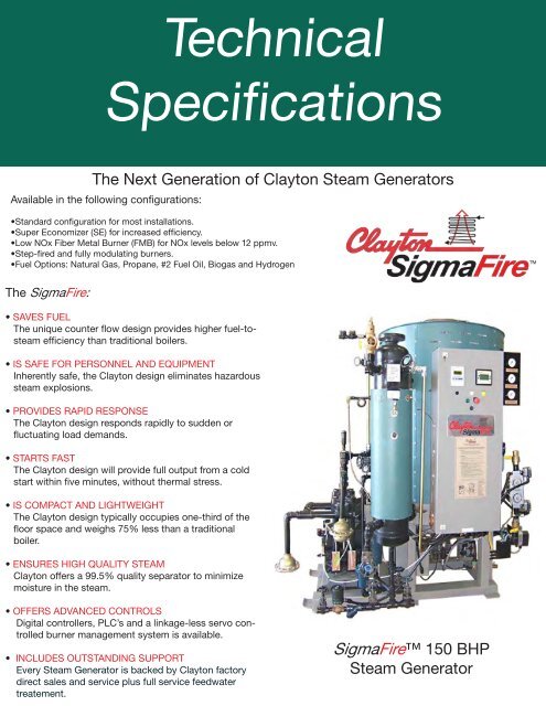 Technical Specifications - Clayton Industries