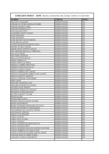 ALUNO: CURSO: SALA: SIMULADO ENADE - 2009 (Alunos ...