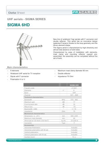 datasheet SIGMA 6HD _eng_extraUE - Sigma Fracarro