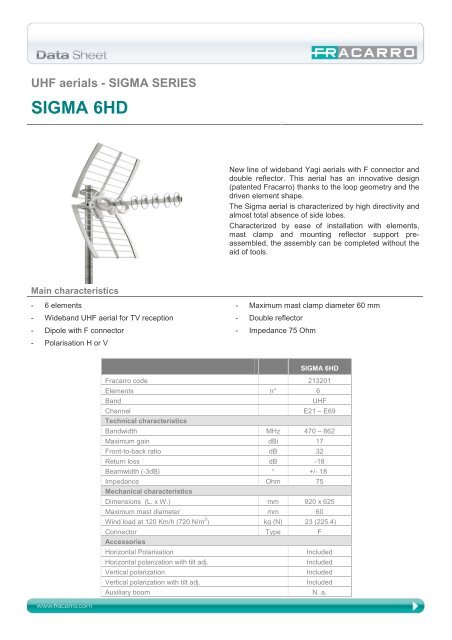 datasheet SIGMA 6HD _eng_extraUE - Sigma Fracarro