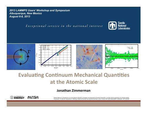 Evaluating Continuum Mechanical Quantities at the ... - Lammps