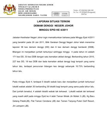 laporan situasi terkini demam denggi negeri johor minggu epid ke 4 ...