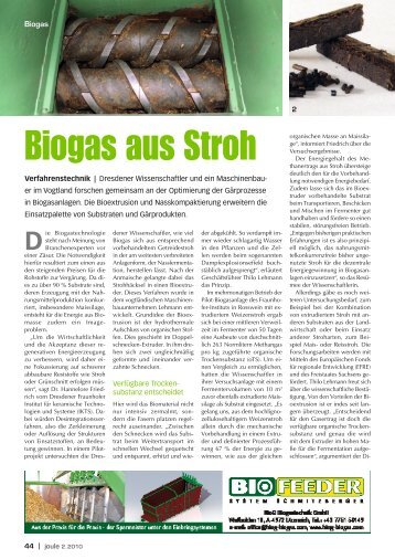 Biogas aus Stroh - LEHMANN Maschinenbau GmbH