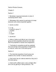 Section Review Answers Chapter 5 Section 1 1. Mendeleev ...