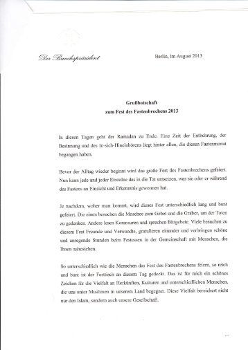 VollstÃ¤ndiger Brief des BundesprÃ¤sidenten im Original hier ... - Islam