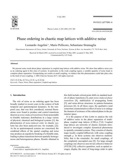 Phase ordering in chaotic map lattices with additive noise - Infn