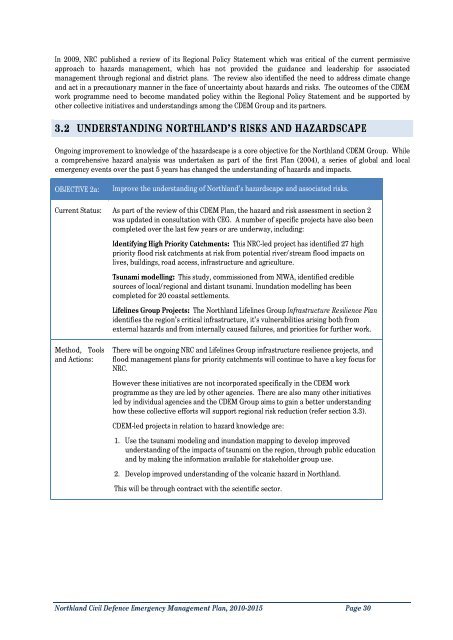 Northland Civil Defence Emergency Management Plan, 2010