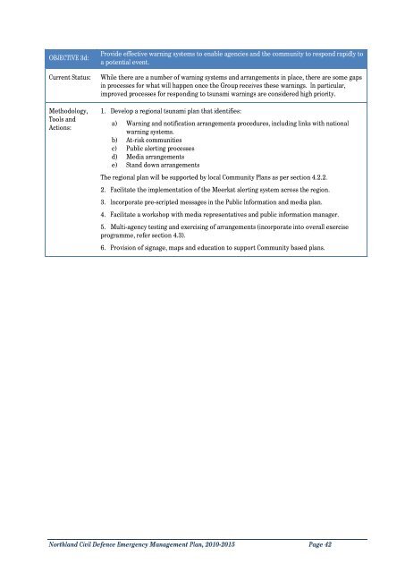 Northland Civil Defence Emergency Management Plan, 2010